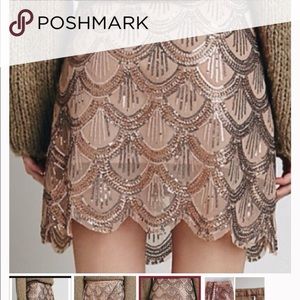 Burgundy free people sequin and lace skirt.